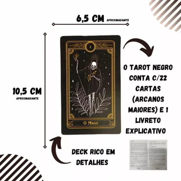 Baralho O Tarot Negro Deck com 22 cartas